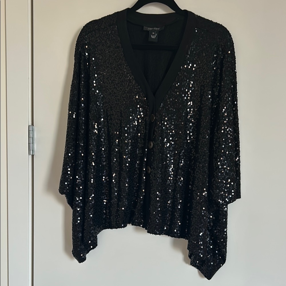 Karen Kane Black Boxy Sequin Blouse